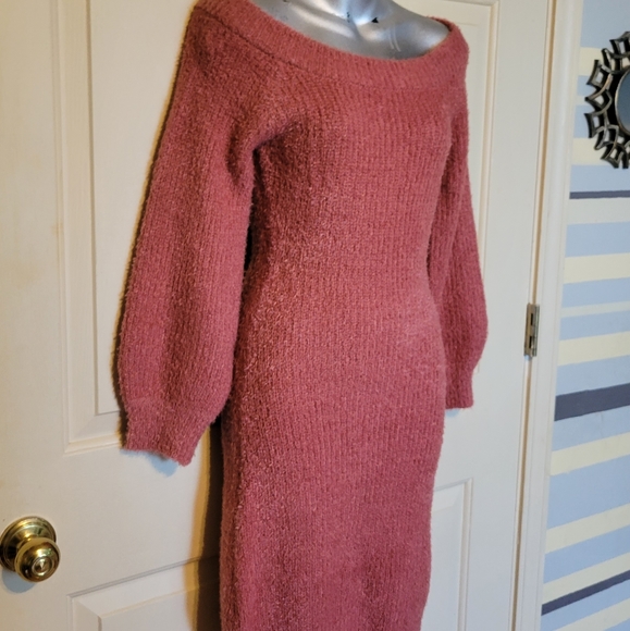 Almost Famous Eyelash Off-Shoulder Mini Sweater Dress - Picture 7 of 9